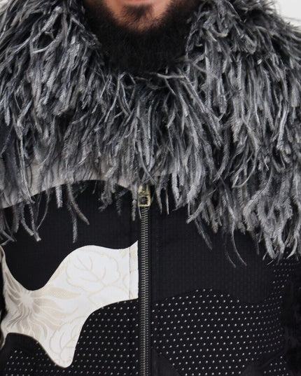 Dolce & Gabbana Black White Fur Shearling Full Zip Jacket