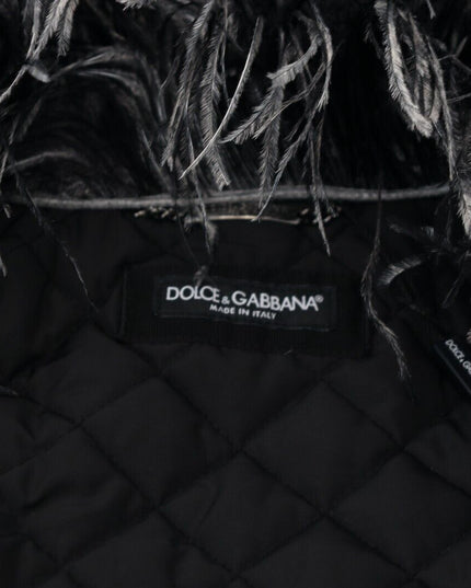 Dolce & Gabbana Black White Fur Shearling Full Zip Jacket