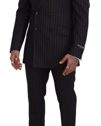 Dolce & Gabbana Black Striped Wool Formal 2 Piece Suit