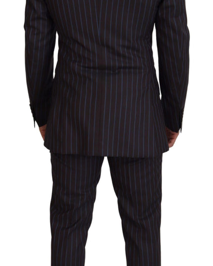 Dolce & Gabbana Black Striped Wool Formal 2 Piece Suit