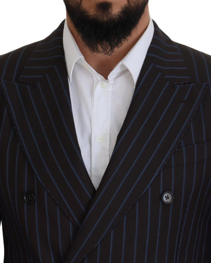 Dolce & Gabbana Black Striped Wool Formal 2 Piece Suit