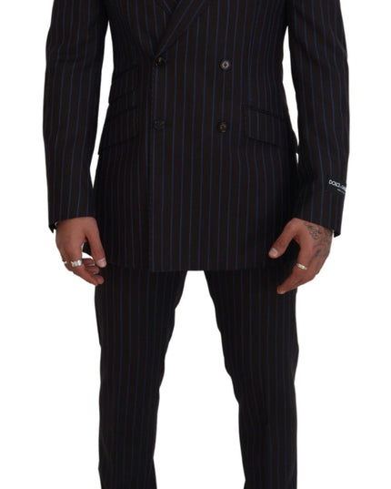 Dolce & Gabbana Black Striped Wool Formal 2 Piece Suit