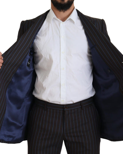 Dolce & Gabbana Black Striped Wool Formal 2 Piece Suit