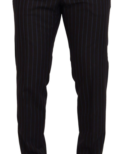 Dolce & Gabbana Black Striped Wool Formal 2 Piece Suit