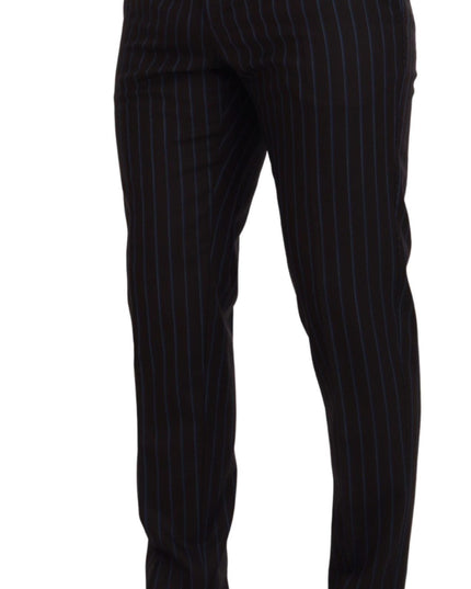 Dolce & Gabbana Black Striped Wool Formal 2 Piece Suit