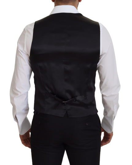 Dolce & Gabbana Black Virgin Wool Waistcoat Formal Dress Vest