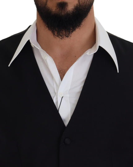 Dolce & Gabbana Black Virgin Wool Waistcoat Formal Dress Vest