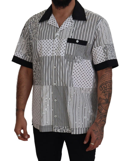 Dolce & Gabbana White Black Patterned Button Down Shirt