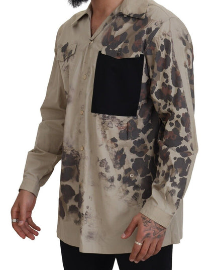 Dolce & Gabbana Beige Camouflage Cotton Long Sleeves Shirt
