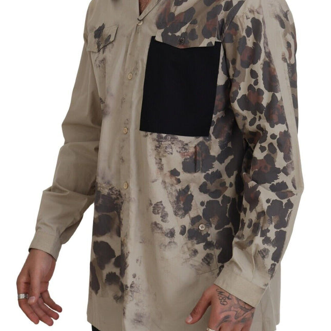 Dolce & Gabbana Beige Camouflage Cotton Long Sleeves Shirt