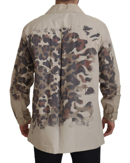 Dolce & Gabbana Beige Camouflage Cotton Long Sleeves Shirt