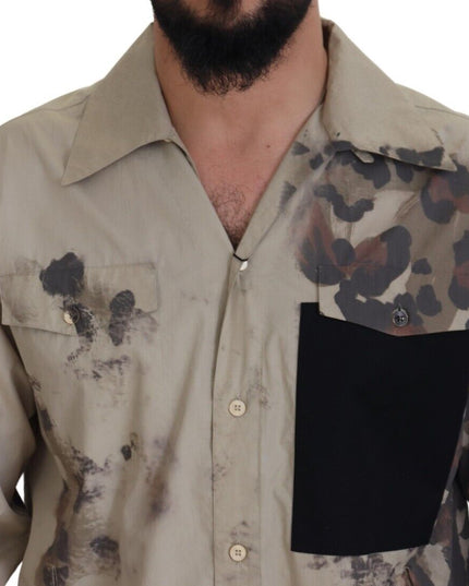 Dolce & Gabbana Beige Camouflage Cotton Long Sleeves Shirt