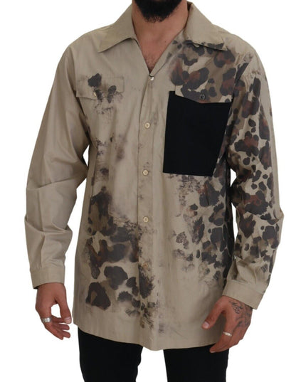 Dolce & Gabbana Beige Camouflage Cotton Long Sleeves Shirt