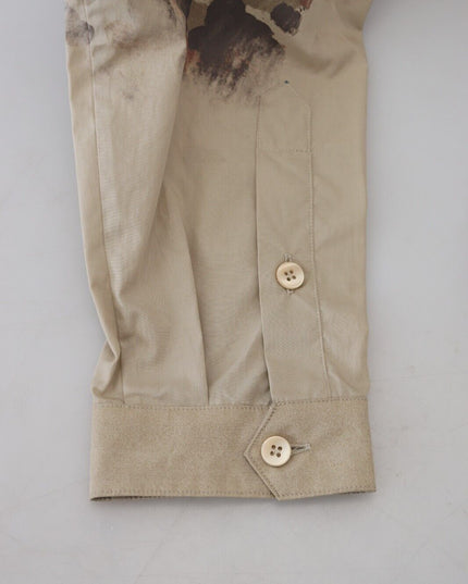 Dolce & Gabbana Beige Camouflage Cotton Long Sleeves Shirt