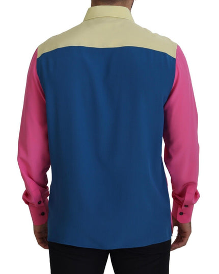 Dolce & Gabbana Multicolor Patchwork Silk Button Down Shirt