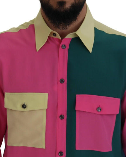 Dolce & Gabbana Multicolor Patchwork Silk Button Down Shirt