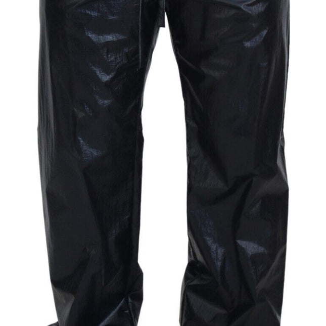 Dolce & Gabbana Black Shining Drawstring Trouser Nylon Pants