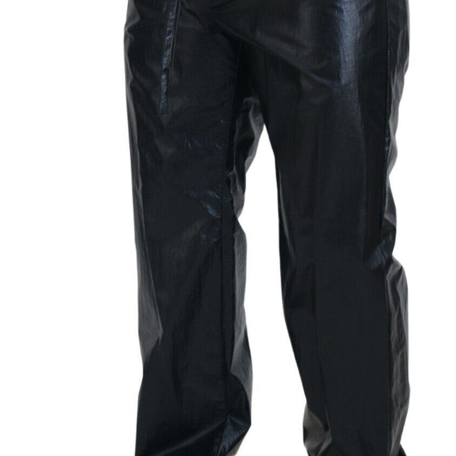 Dolce & Gabbana Black Shining Drawstring Trouser Nylon Pants