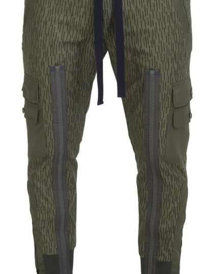 Dolce & Gabbana Green Striped Cargo Zipper Leg Men Trouser Pants