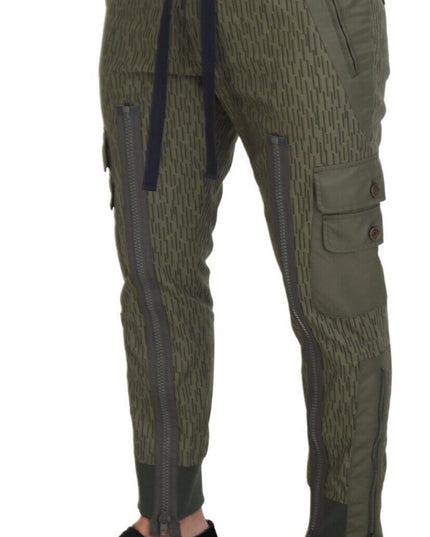 Dolce & Gabbana Green Striped Cargo Zipper Leg Men Trouser Pants