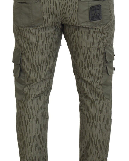 Dolce & Gabbana Green Striped Cargo Zipper Leg Men Trouser Pants
