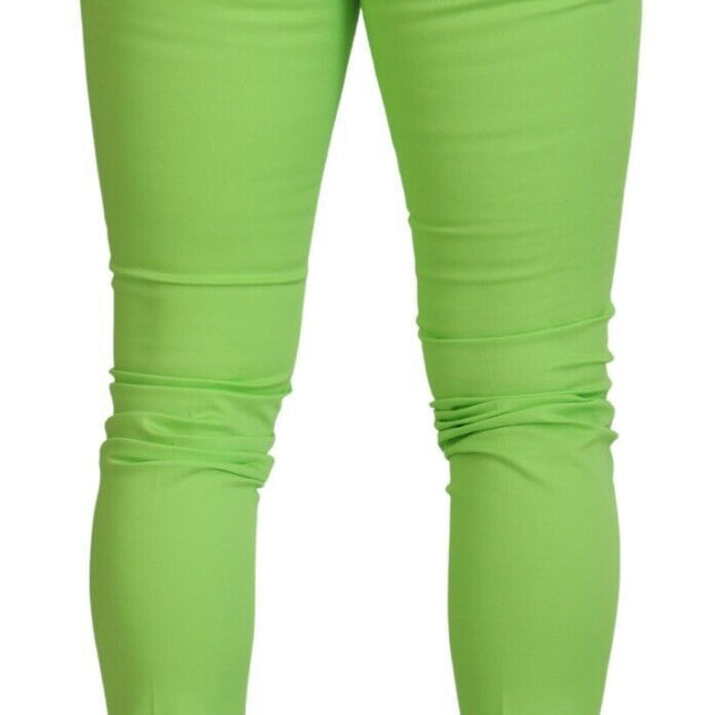 Dolce & Gabbana Light Green Cotton Skinny Men Trousers Pants