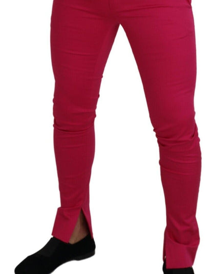 Dolce & Gabbana Pink Zipper Buckle Waist Trousers Pants