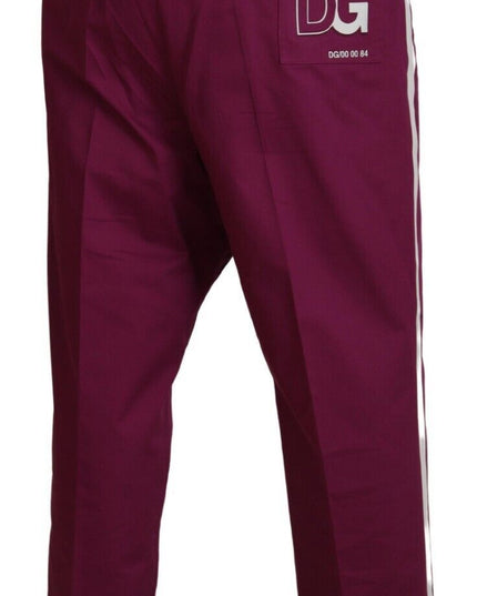 Dolce & Gabbana Magenta Cotton DG Logo Pocket Trouser Pants