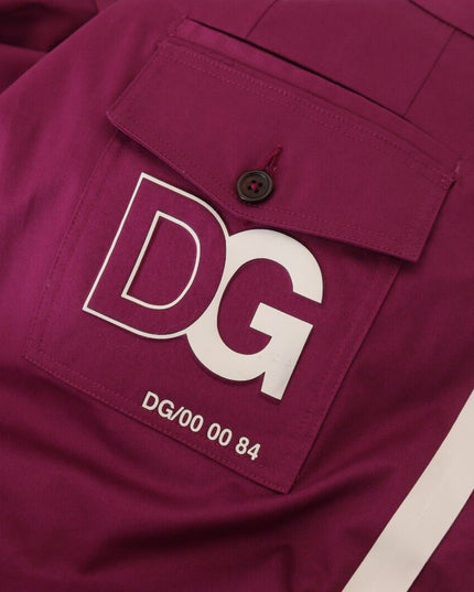 Dolce & Gabbana Magenta Cotton DG Logo Pocket Trouser Pants