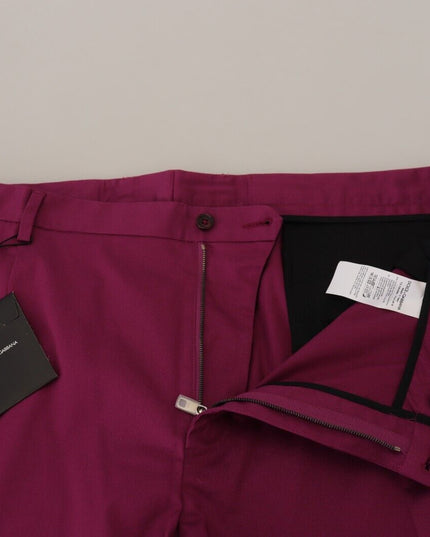 Dolce & Gabbana Magenta Cotton DG Logo Pocket Trouser Pants