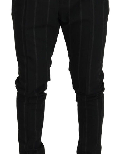 Dolce & Gabbana Black Striped Men Trousers Cotton Pants