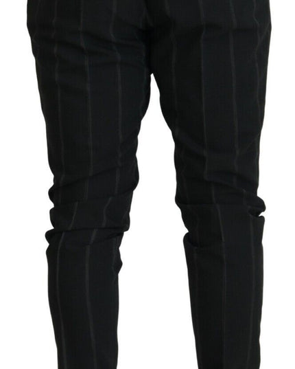 Dolce & Gabbana Black Striped Men Trousers Cotton Pants