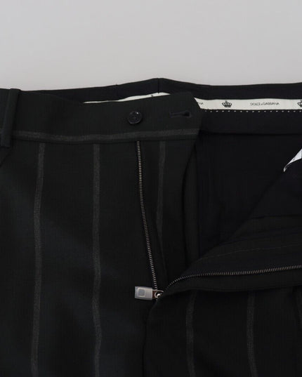 Dolce & Gabbana Black Striped Men Trousers Cotton Pants