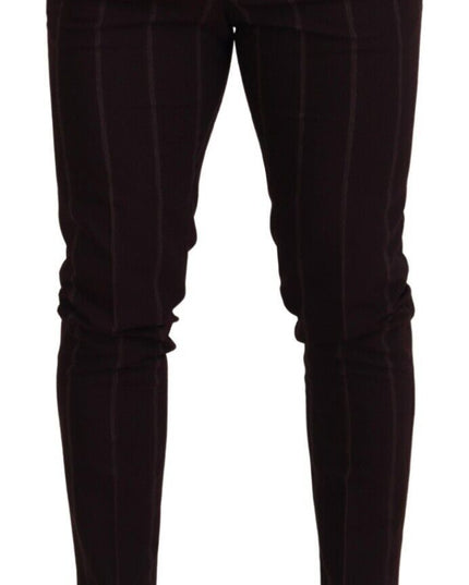 Dolce & Gabbana Brown Striped Men Trousers Cotton Pants