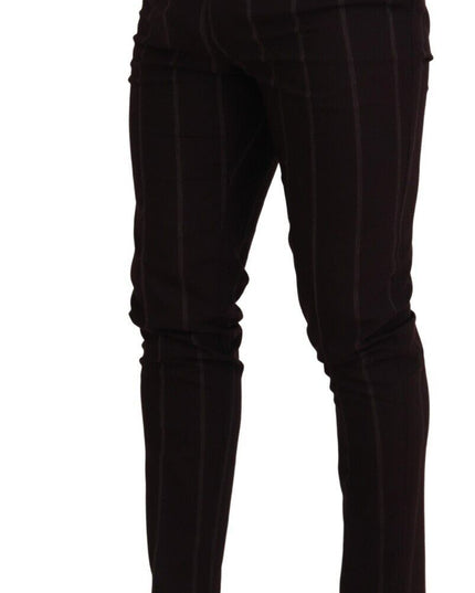 Dolce & Gabbana Brown Striped Men Trousers Cotton Pants