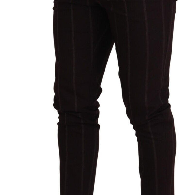 Dolce & Gabbana Brown Striped Men Trousers Cotton Pants