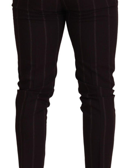 Dolce & Gabbana Brown Striped Men Trousers Cotton Pants