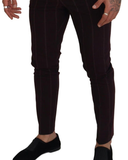 Dolce & Gabbana Brown Striped Men Trousers Cotton Pants