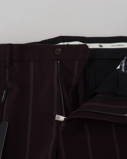 Dolce & Gabbana Brown Striped Men Trousers Cotton Pants