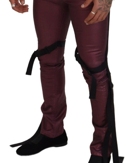 Dolce & Gabbana Magenta Cotton Men Casual Harness Denim Jeans
