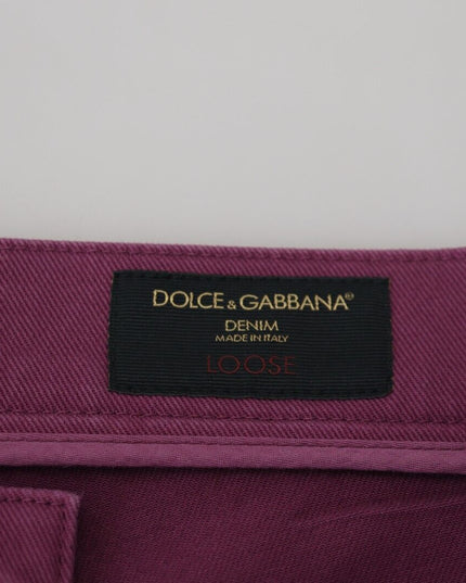 Dolce & Gabbana Magenta Cotton Men Casual Harness Denim Jeans