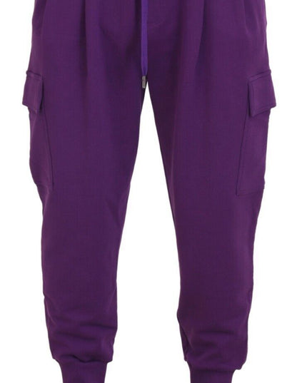Dolce & Gabbana Purple Cotton Cargo Sweatpants Jogging Pants