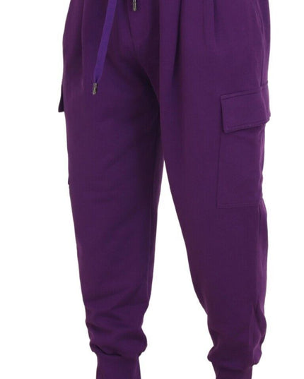 Dolce & Gabbana Purple Cotton Cargo Sweatpants Jogging Pants