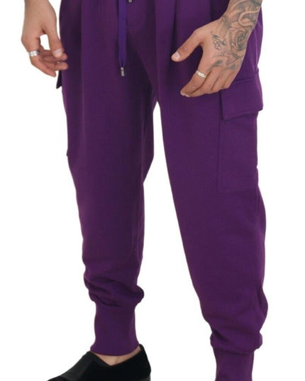 Dolce & Gabbana Purple Cotton Cargo Sweatpants Jogging Pants