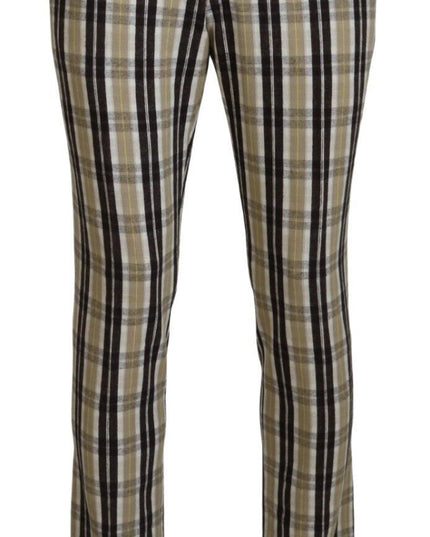 BENCIVENGA Multicolor Checkered Cotton Straight Fit Men Pants
