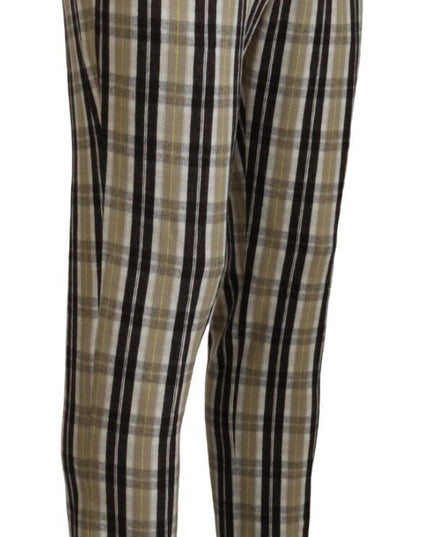 BENCIVENGA Multicolor Checkered Cotton Straight Fit Men Pants