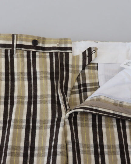 BENCIVENGA Multicolor Checkered Cotton Straight Fit Men Pants