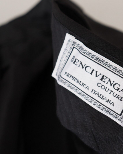 BENCIVENGA Black Straight Fit Men Formal Trousers Pants