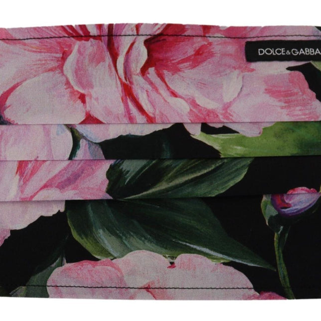 Dolce & Gabbana Black Floral Pleated Elastic Ear Strap Face Mask