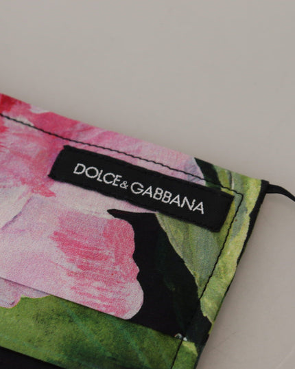 Dolce & Gabbana Black Floral Pleated Elastic Ear Strap Face Mask